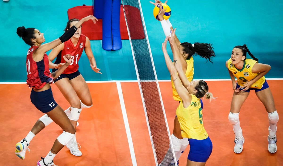 Seleção brasileira de vôlei perde para os Estados Unidos e cai para a 7ª posição na VNL