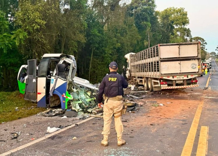 Colisão entre ônibus e carreta na BR-373 deixa 23 mortos nos Campos Gerais do Paraná